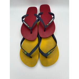 Havaiana’s Brasil Mens Flip Flops Red Yellow Size 12